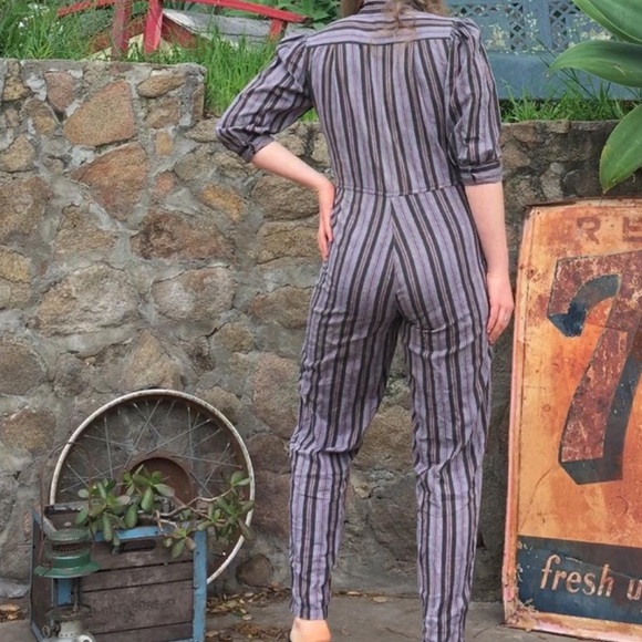 Vintage striped button up jumpsuit. Fits a women size small. - Picture 2 of 4